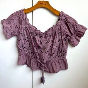 Charlotte Russe Mauve off the Shoulder Crop Top